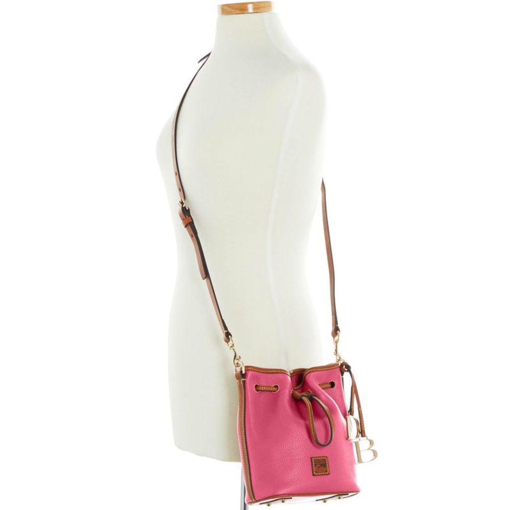 Dooney & Bourke Pebble Grain Small Drawstring Shoulder Bag - Hot Pink - Picture 4 of 4